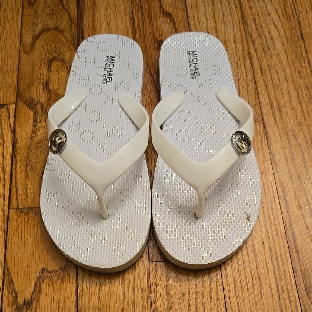 Michael Kors White Flip Flops
